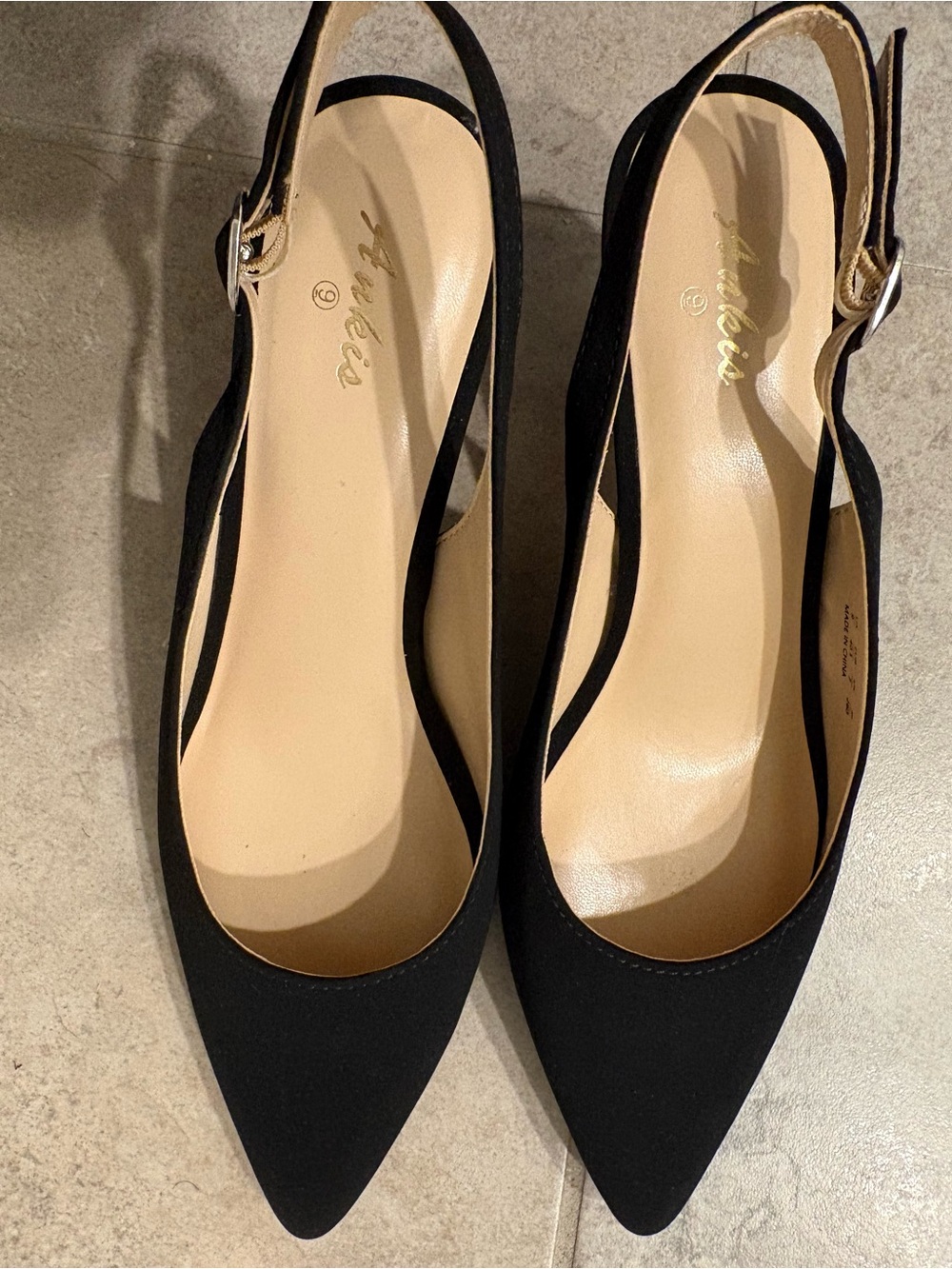Sleek Black Pointed Slingback Heels